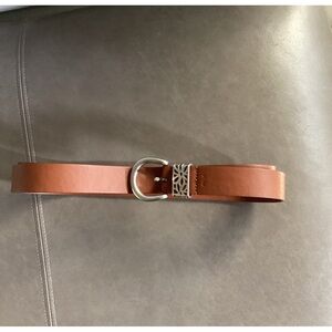 Relic Tan Saddle Leather Casual Belt NWTS Flower Perforated Silver Buckle